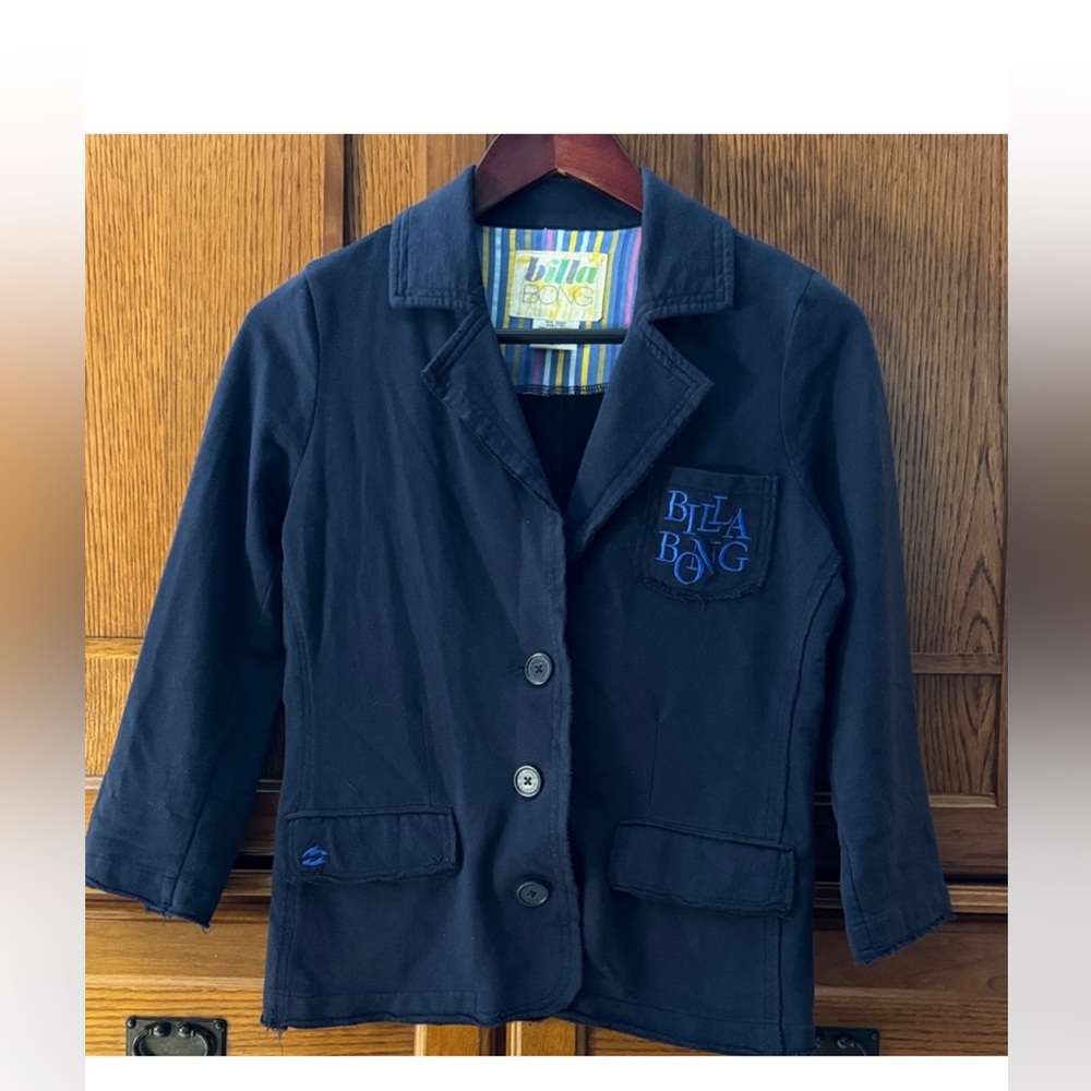 Y2K Billabong Surf Academia Knit Jacket Distressed Preppy Indie Skater Grunge